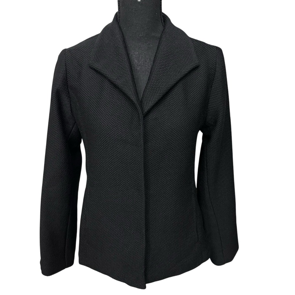 Eileen Fisher Women's High Collar Virginโ Wool Jacket Black Size XS Stretch Wool